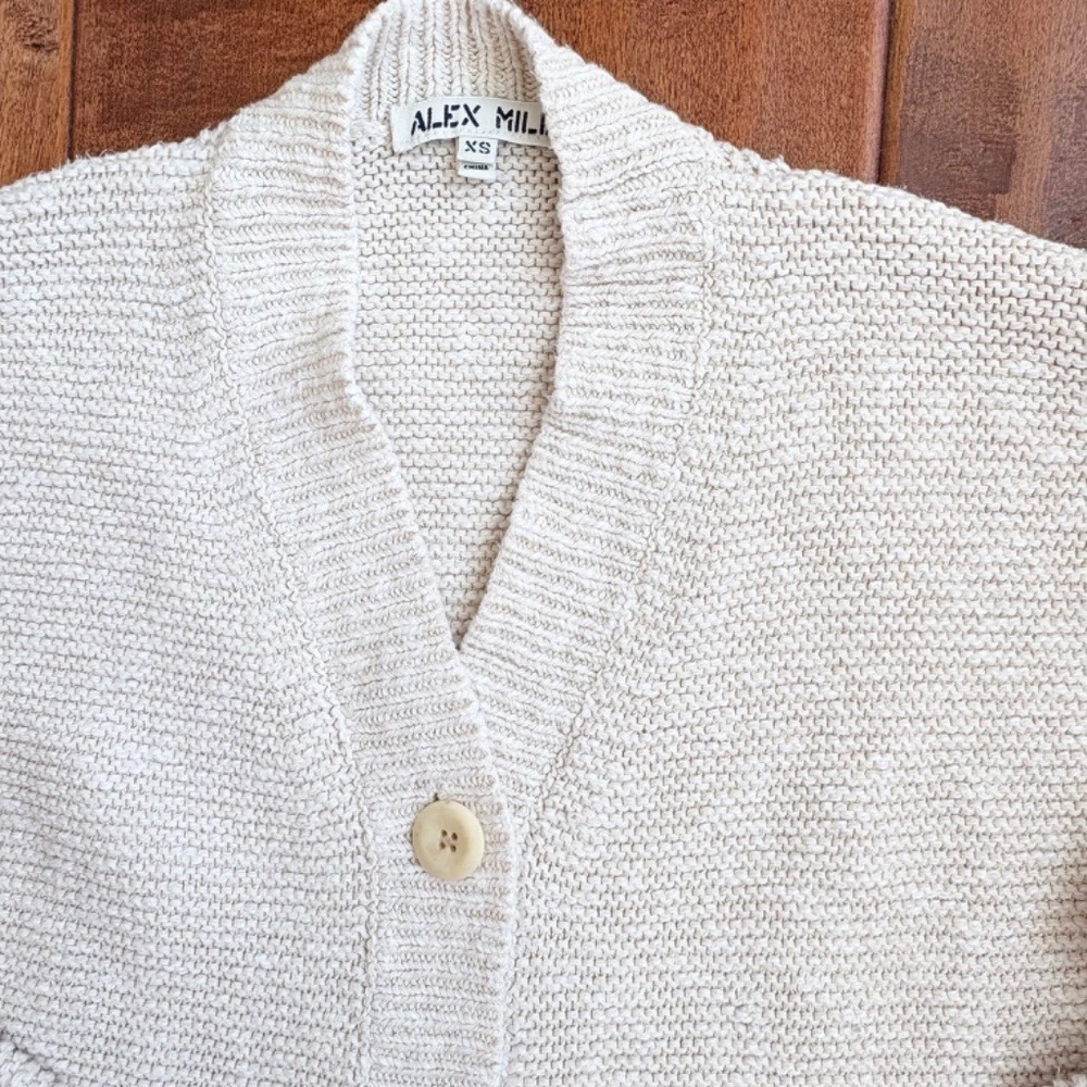 Alex Mill - Marni Cable Knit Cardigan Sweater Womens S Cotton/Linen Beige FLAW‎ - Picture 11 of 14
